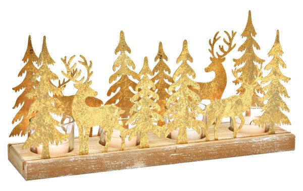 G. Wurm Adventskranz Winterwald für 4 Kerzen, Gold