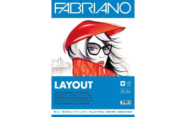 Fabriano Zeichenblock Layout A3, 70 Blatt
