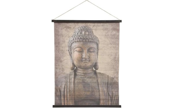 Chic Antique Wanddekoration Buddha 97 x 76 cm, Nesselstoff/Fichtenholz