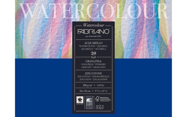 Fabriano Aquarellblock 24 x 32 cm, 300g/m2, 20 Blatt