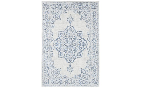 Northrugs Teppich Outdoor Beach, 200 x 290 cm, Creme-Blau