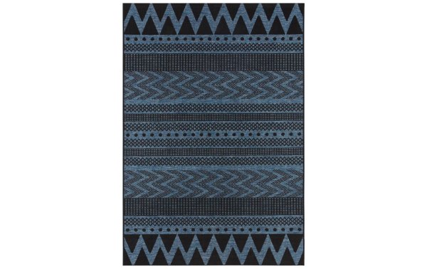 Northrugs Teppich Jaffa Sidon, 70 x 140 cm, Anthrazit/Blau