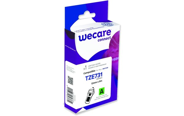 Wecare Beschriftungsband TZE-731 Schwarz auf Grün