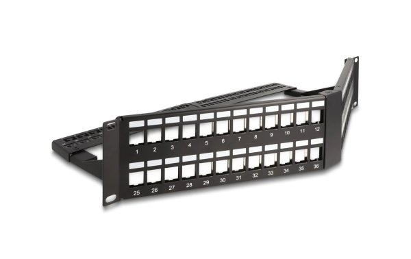 Delock Patchpanel 48 Port Keystone, 19" Rack mit Entlastungsschiene