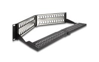 Delock Patchpanel 48 Port Keystone, 19" Rack mit Entlastungsschiene