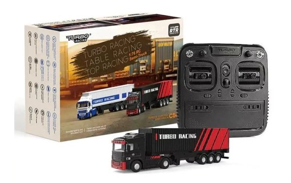 Turbo Racing Lastwagen C50 mit Anhänger Schwarz, 1:76, RTR