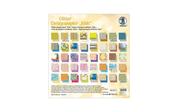 URSUS Designpapier Glitter Love 40 Blatt, 190 g/m²