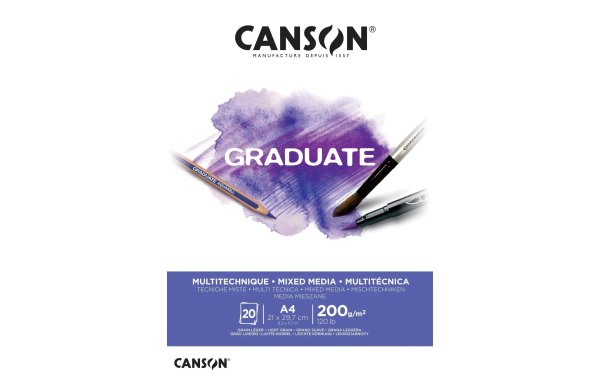 Canson Zeichenblock Graduate Mixed Media A4, 20 Blatt