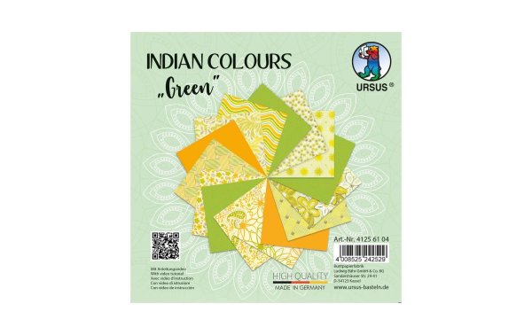 URSUS Bastelpapier Indian Colours 13.7 x 13.7 cm, 130 g/m², Green