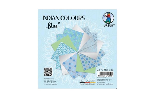 URSUS Bastelpapier Indian Colours 13.7 x 13.7 cm, 130 g/m², Blau