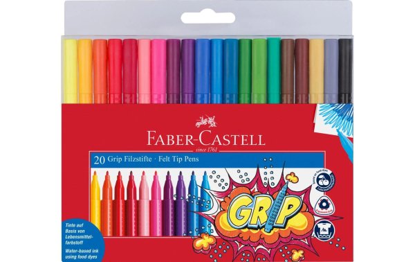 Faber-Castell Filzstift Grip Colour Marker 20er Kunststoffetui