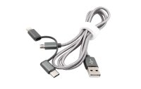 Exsys USB-Ladekabel USB A - Micro-USB B/Lightning/USB C 1 m