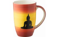 Mila Kaffeetasse Buddha 230 ml , 6 Stück, Gelb/Rot