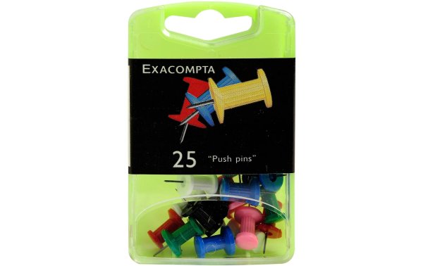 Exacompta Reissnägel Push Pins, 25 Stück, assortiert