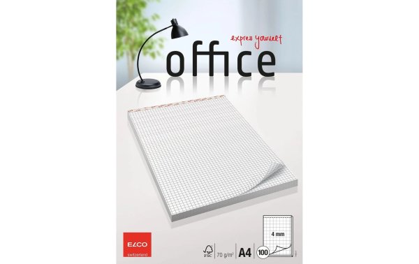 ELCO Notizblock Office A4 100 Blatt, 4 mm Kariert