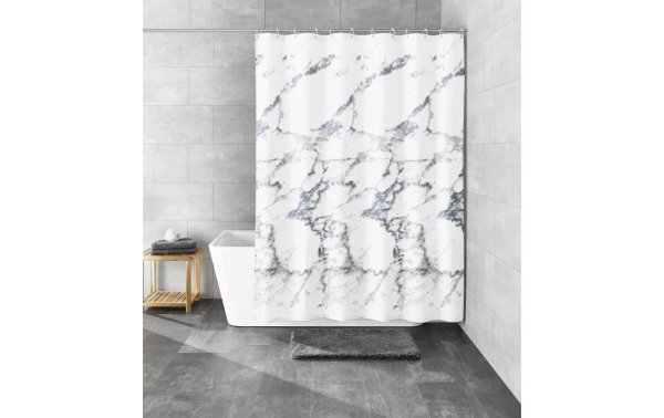 Kleine Wolke Duschvorhang Marble 180 x 180 cm, Grau-Marmor/Weiss