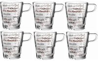 Leonardo Kaffeetasse Senso mit Text 250 ml, 6 Stück, Transparent