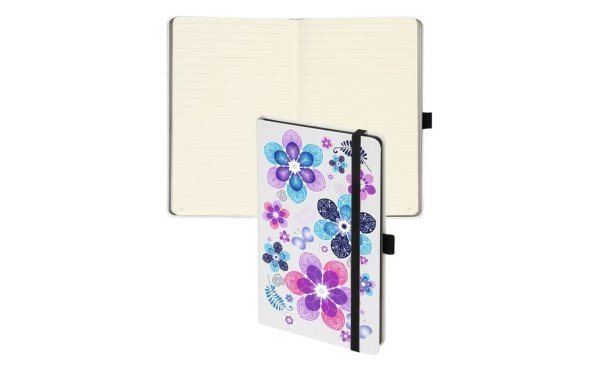 Biella Notizbuch Kompagnon White Trend Flower 12,5 x 19,5 cm