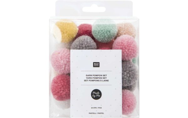 Rico Design Pompon Set Ø 3 cm Pastell Mix, 24 Stück