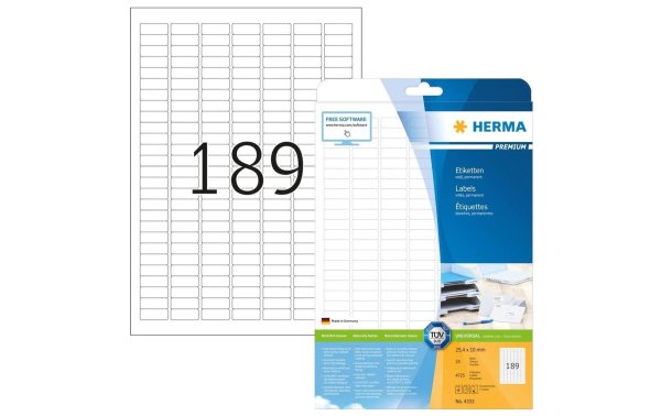 HERMA Universal-Etiketten 4333 25.4 x 10 mm, 4725 Etiketten