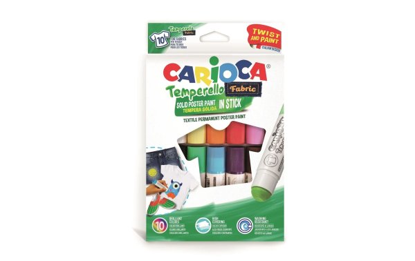 Carioca Plakatfarbe Temperello Fabric 10 Stück, Mehrfarbig