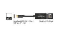 Delock Netzwerk-Adapter USB-C – RJ45 1Gbps, Schwarz
