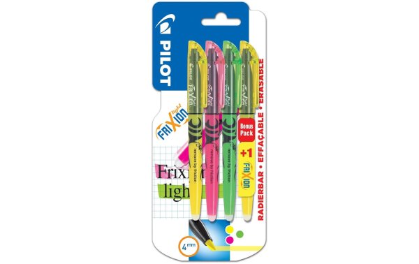 Pilot Textmarker FriXion Light 4 Stück, Gelb/Grün/Pink