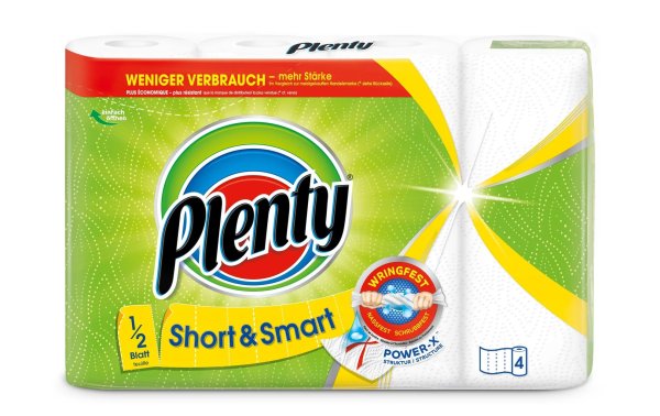 Plenty Haushaltspapier Short & Smart 4 Rollen à 74 Blatt