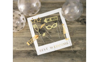 Partydeco Hochzeitsaccessoire Photo Booth Best Wedding 12-teilig, Gold