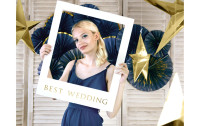 Partydeco Hochzeitsaccessoire Photo Booth Best Wedding 12-teilig, Gold