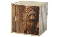 Holz Zollhaus Holzharasse Buddha mit Tür, 35 x 35 cm