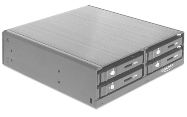 Delock 5.25"-Einbaurahmen 4x 2.5″ SATA HDD/SSD Hot-Swap, Lock