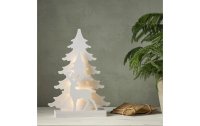 Star Trading Tischdeko Grandy, 41 cm, 15 LED, Holz, Weiss