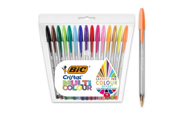 BIC Kugelschreiber Cristal Set 0.3 mm, 15 Stück, Mehrfarbig