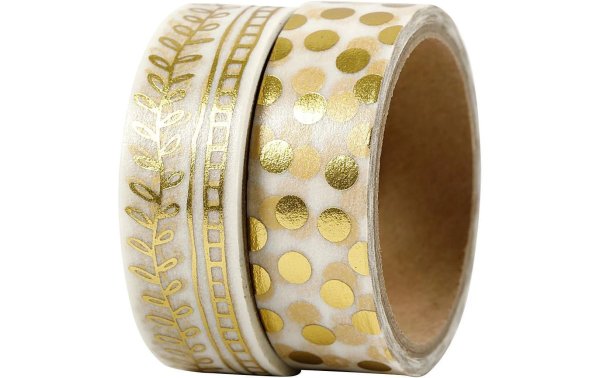 Creativ Company Washi Tape 15 mm x 4 m Harke und Punkte, Gold