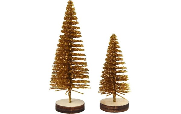 Creativ Company Aufsteller Weihnachtsbäume, Gold, 5 Stück