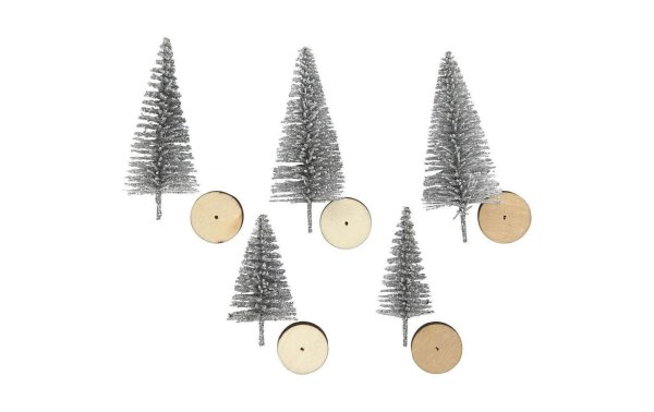 Creativ Company Weihnachtsbäume Silber, 5 Stück