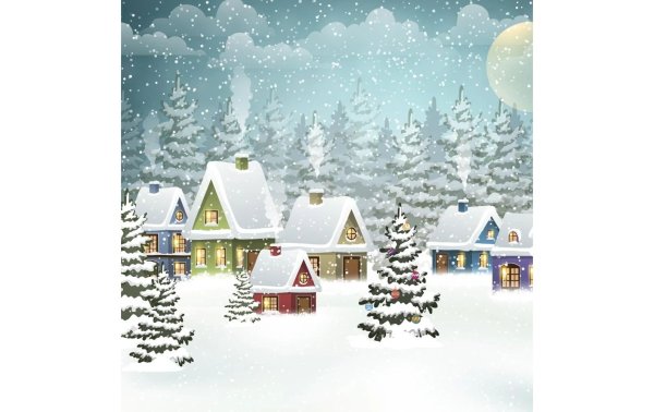 Paper + Design Weihnachtsservietten Village in Snow 33 cm x 33 cm, 20 Stück