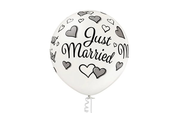 Belbal Luftballon Just Married Weiss, Ø 60 cm, 2 Stück