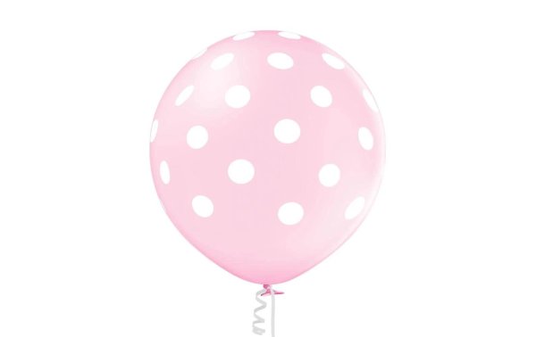 Belbal Luftballon Polka Dots Hellrosa/Weiss, Ø 60 cm, 2 Stück