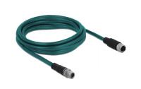 Delock Patchkabel M12-M12 Cat 6A, S/FTP, 3 m, Blau, 8Pin-X-kodiert