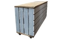 Holz Zollhaus Regal auf Rollen Vintage, Grau / Braun, 100 x 50 cm