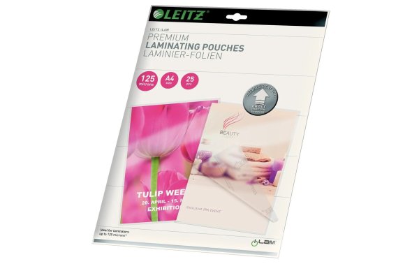 Leitz Laminierfolie Premium A4, 125 µm, 25 Stück, Glänzend