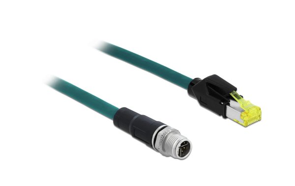 Delock Patchkabel RJ-45-M12 Cat 6A, S/FTP, 1 m, Blau