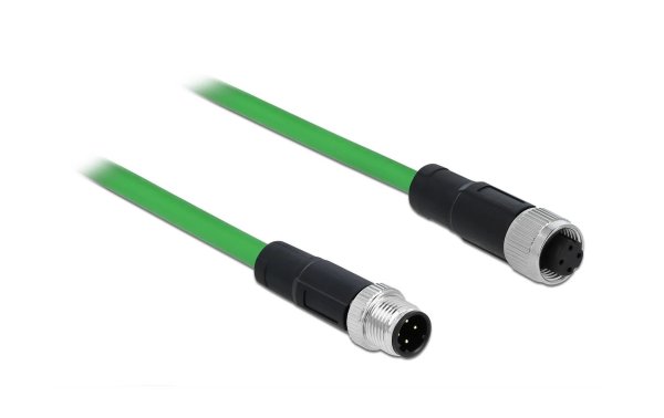 Delock Patchkabel M12-M12 SF/UTP, 2 m, 4 Pin D-kodiert PROFINET