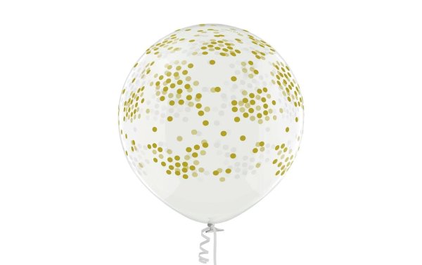 Belbal Luftballon Konfetti Gold/Weiss, Ø 60 cm, 2 Stück