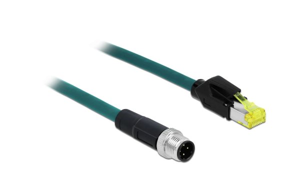 Delock Patchkabel M12-RJ45 SF/UTP, 2 m, 4 Pin D-kodiert PROFINET