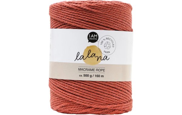 lalana Wolle Macrame rope 2 mm, 500g, Rostbraun