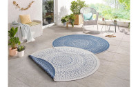 Northrugs Teppich Twin Porto, Ø 200 cm, Blau/Crème