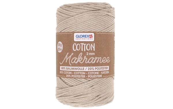 Glorex Wolle Makramee Cotton 2 mm, 250g, Taupe